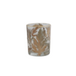 Glass Tealight Holder with Embedded Natural Oak Leaves & Gold Rim - 4-in H - Mellow Monkey