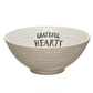 Grateful Hearts - Stoneware Bowl with Stamped Saying - 4-in - Mellow Monkey