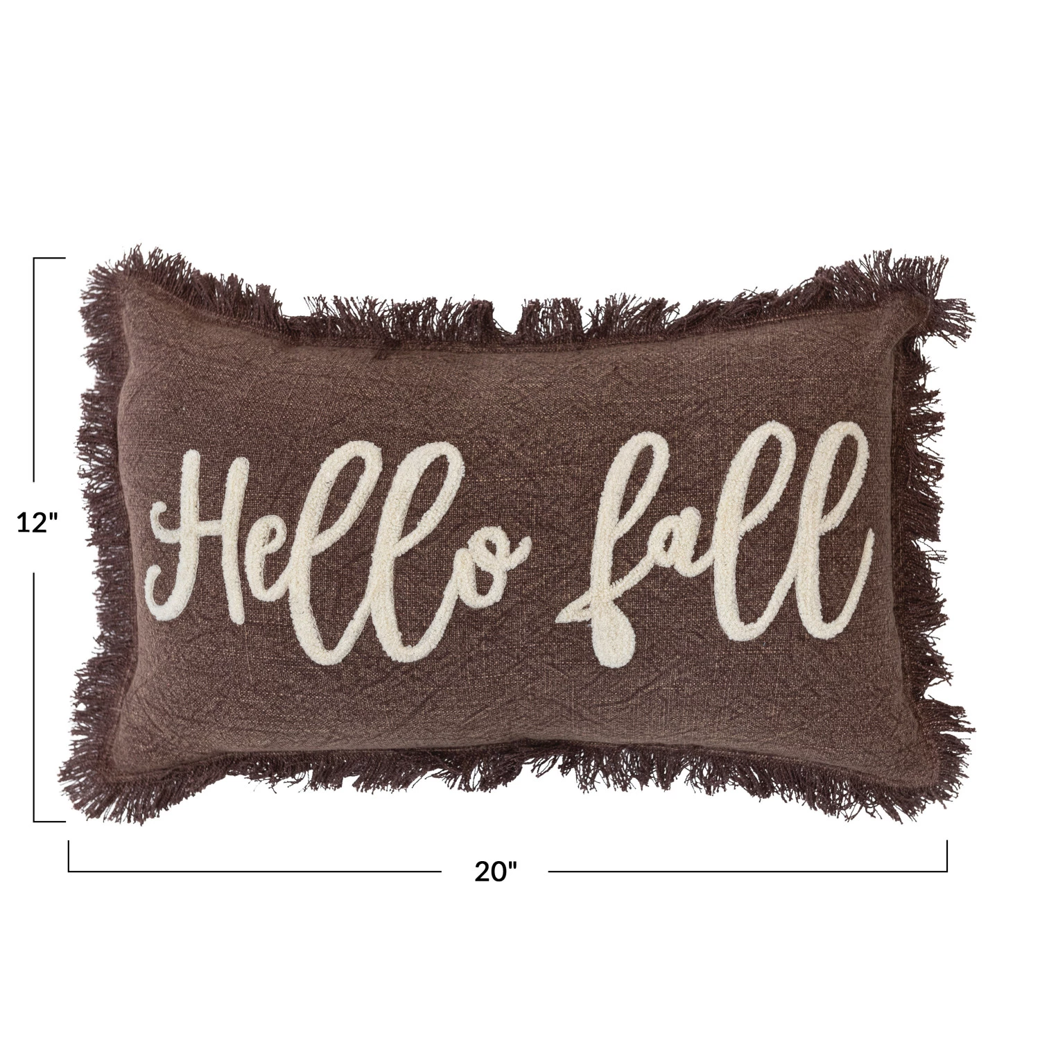 Hello Fall - Stonewashed Cotton Tufted Lumbar Pillow - 20-in - Mellow Monkey