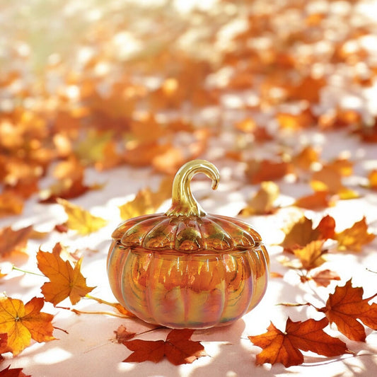 Pumpkin Glass Jar - 4-1/2" Round - Mellow Monkey