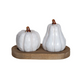 Gourd Salt & Pepper Shakers with Wood Tray - Mellow Monkey