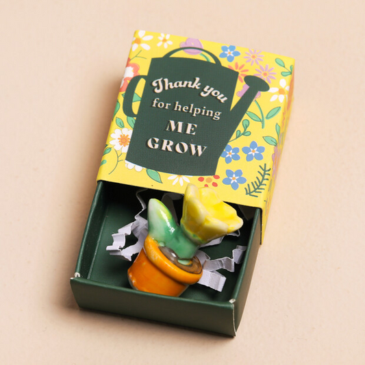 For Helping Me Grow - Tiny Matchbox Ceramic Token - Mellow Monkey
