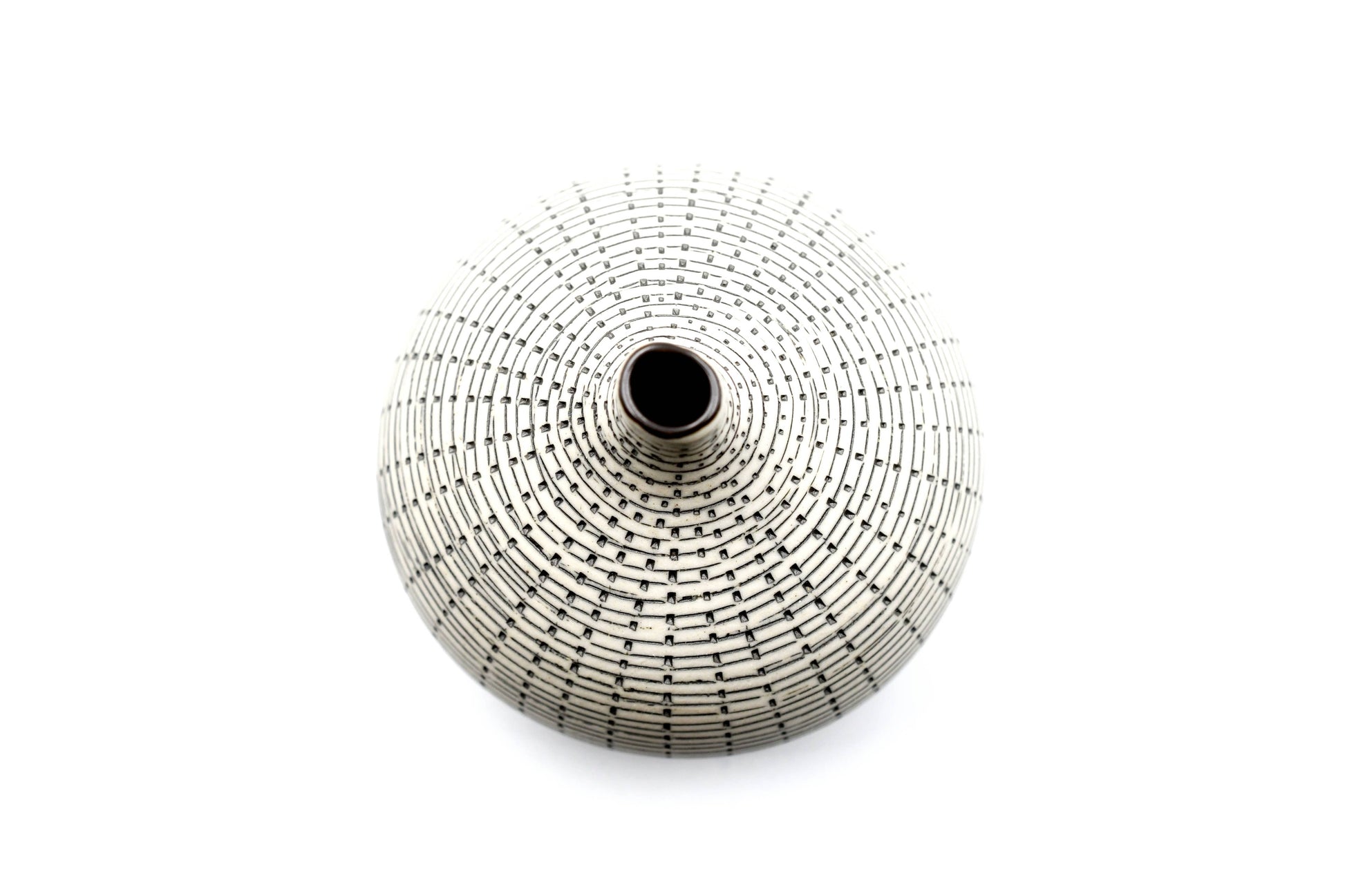 Tiny Congo - Handcrafted Porcelain Bud Vase - White with Black Grid Lines - 2.5 x 2.5 x 2.6 in - Mellow Monkey