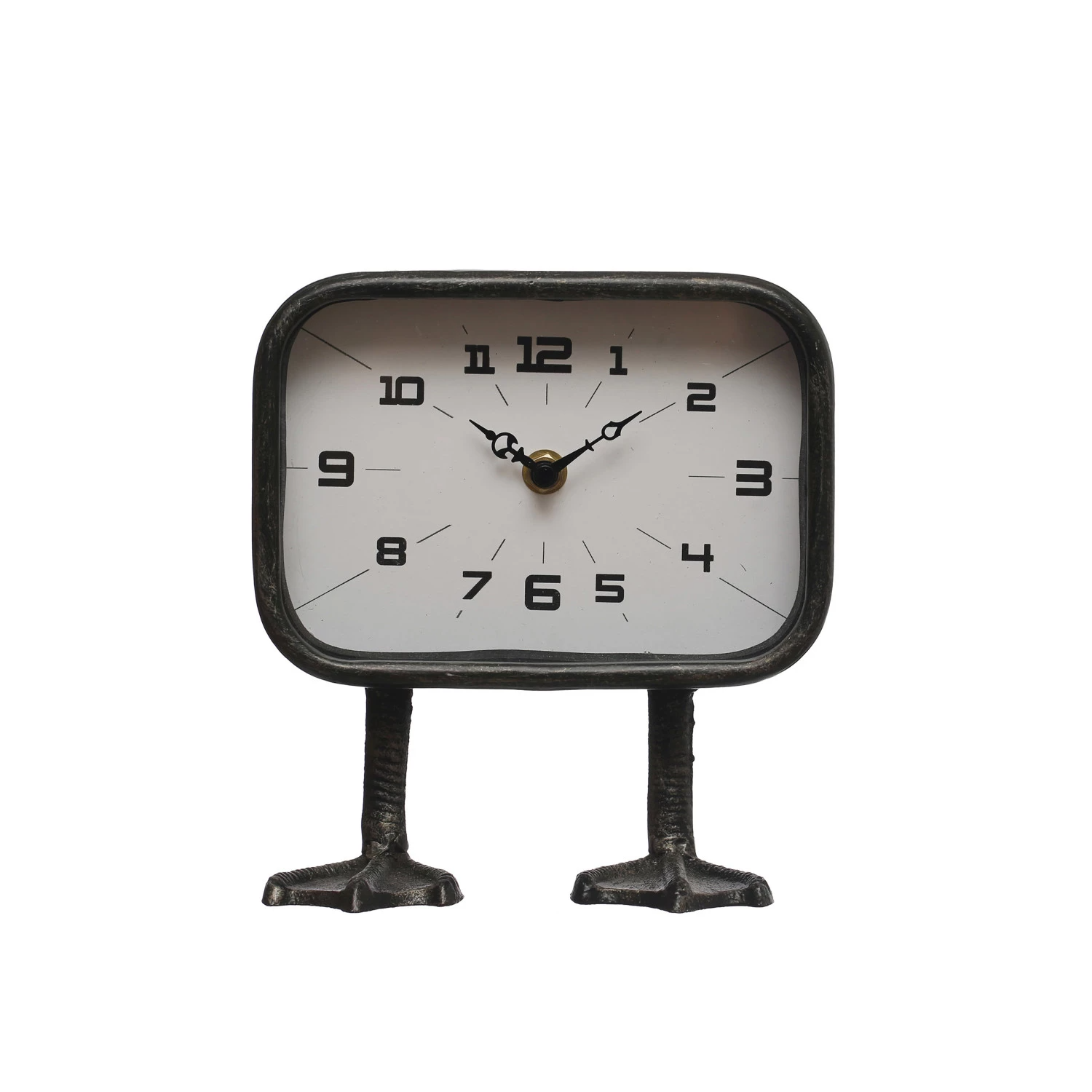 Metal Clock With Duck Feet - Gunmetal Finish - 7-3/4"H - Mellow Monkey