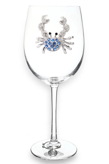 Blue Crab Jeweled Stemmed Wine Glass - Mellow Monkey