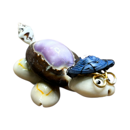 Purple Snakehead Cowry Shell Mini Turtle Figurine - Mellow Monkey