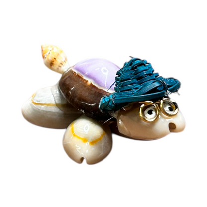 Purple Snakehead Cowry Shell Mini Turtle Figurine - Mellow Monkey