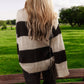 Color block Pullover Loose Sweater - Black