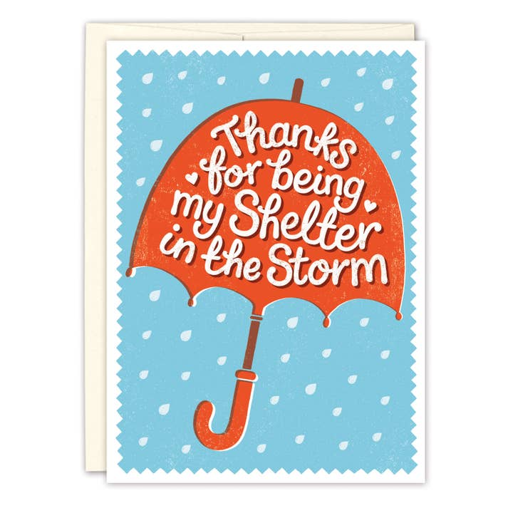 Thanks For Being My Shelter In The Storm - Thank You Greeting Card - Mellow Monkey