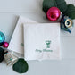 Merry Christmas Coup Glass & Bow Cocktail Napkins - Pack of 16 - Mellow Monkey