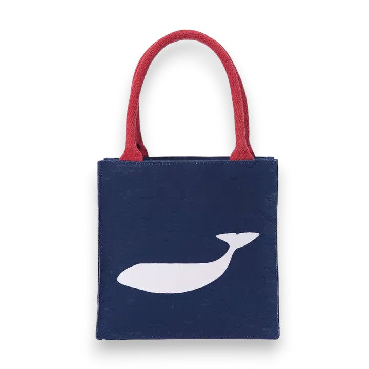 Whale Navy - Itsy Bitsy Fabric Gift Bag - Mellow Monkey