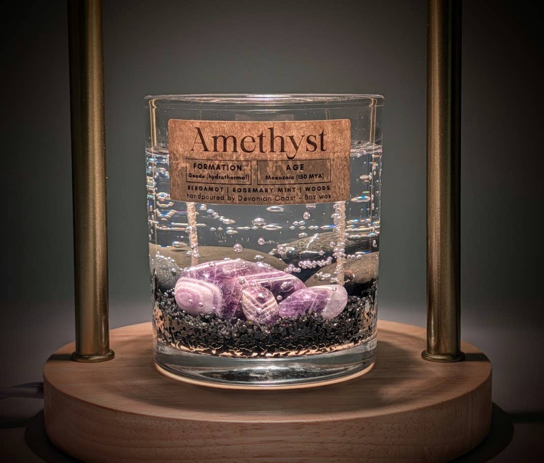 Amethyst Crystal Treasure  - Double Wick Gel Candle - 8-oz - Mellow Monkey
