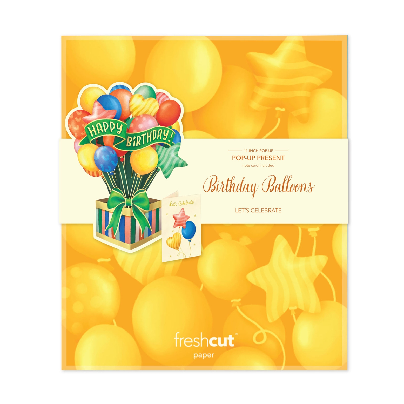 Freshcut Paper Classic Birthday Balloons Pop-Up Greeting Card - Mellow Monkey