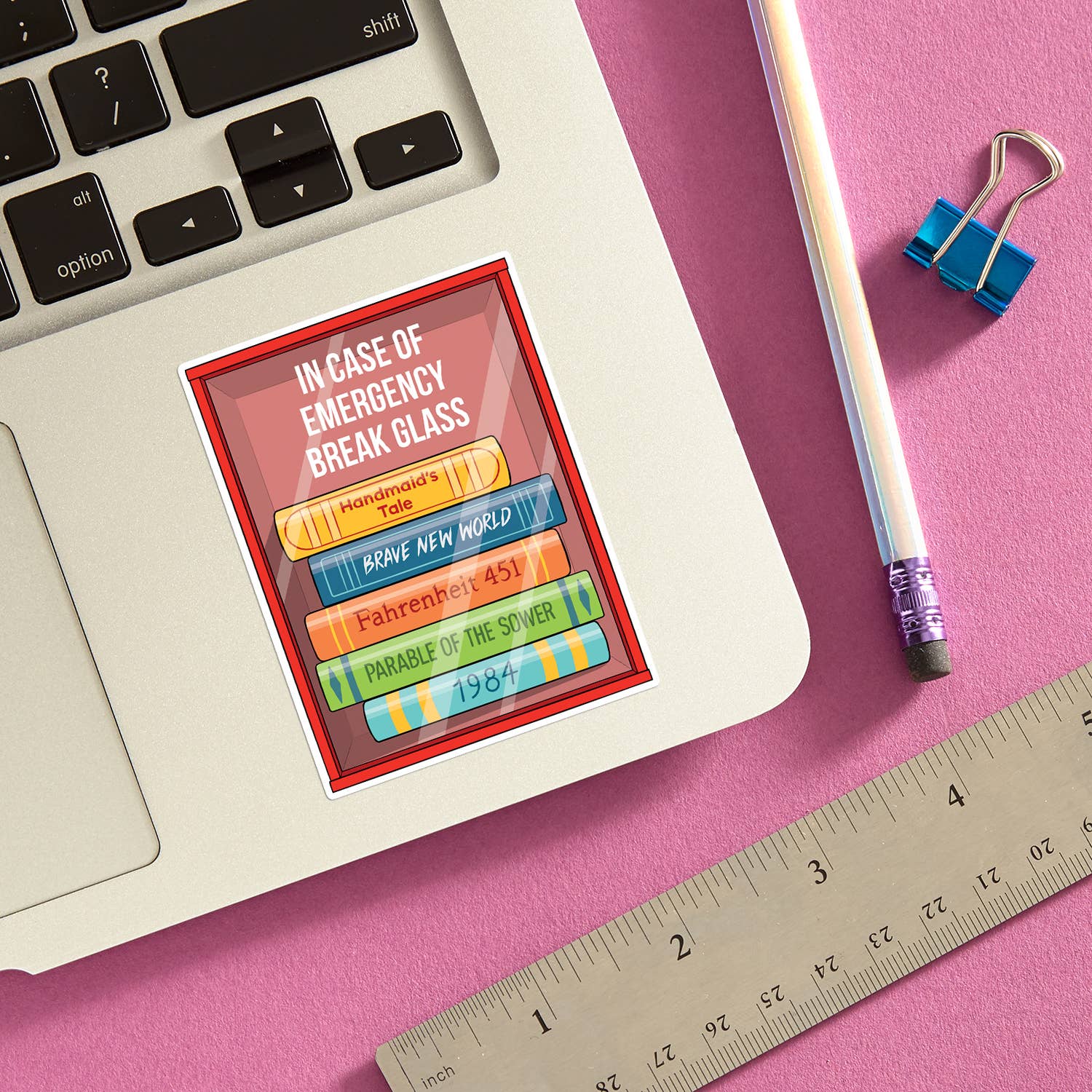 Books Break in Case of Emergency Die Cut Sticker - Mellow Monkey