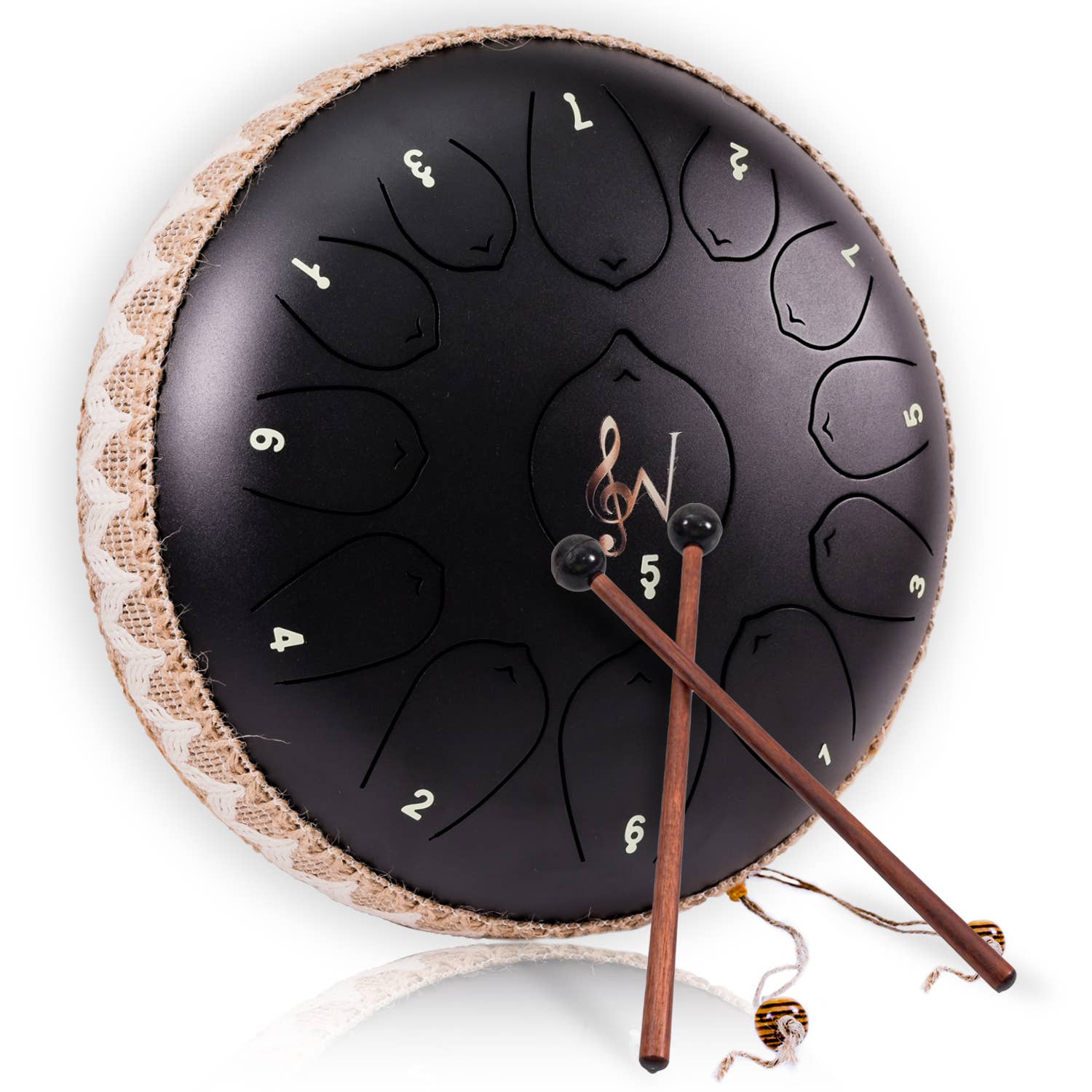 Steel Tongue Drum - 13 Note Rain Drum - 12-in - Black - Mellow Monkey