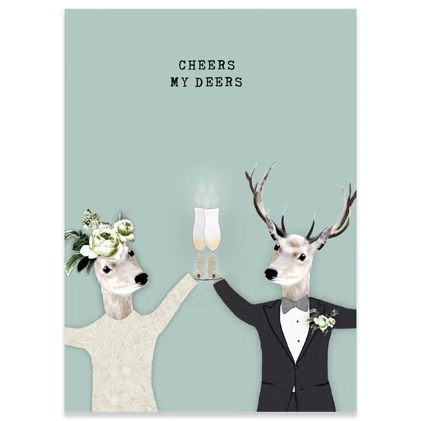 Cheers My Deers - Wedding Greeting Card - Mellow Monkey