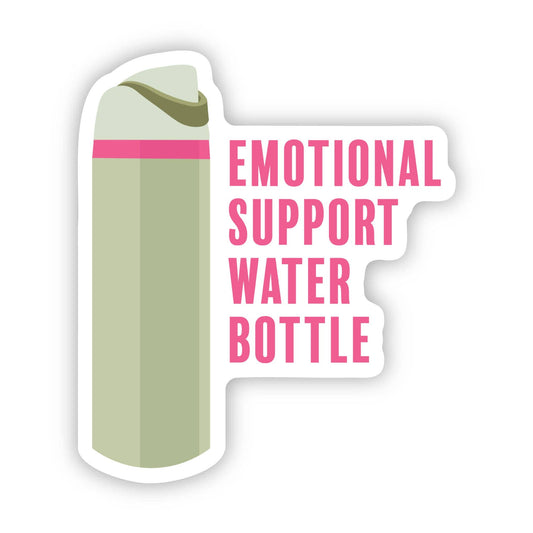 Emotional Support Water Bottle Pink & Green Vinyl Sticker