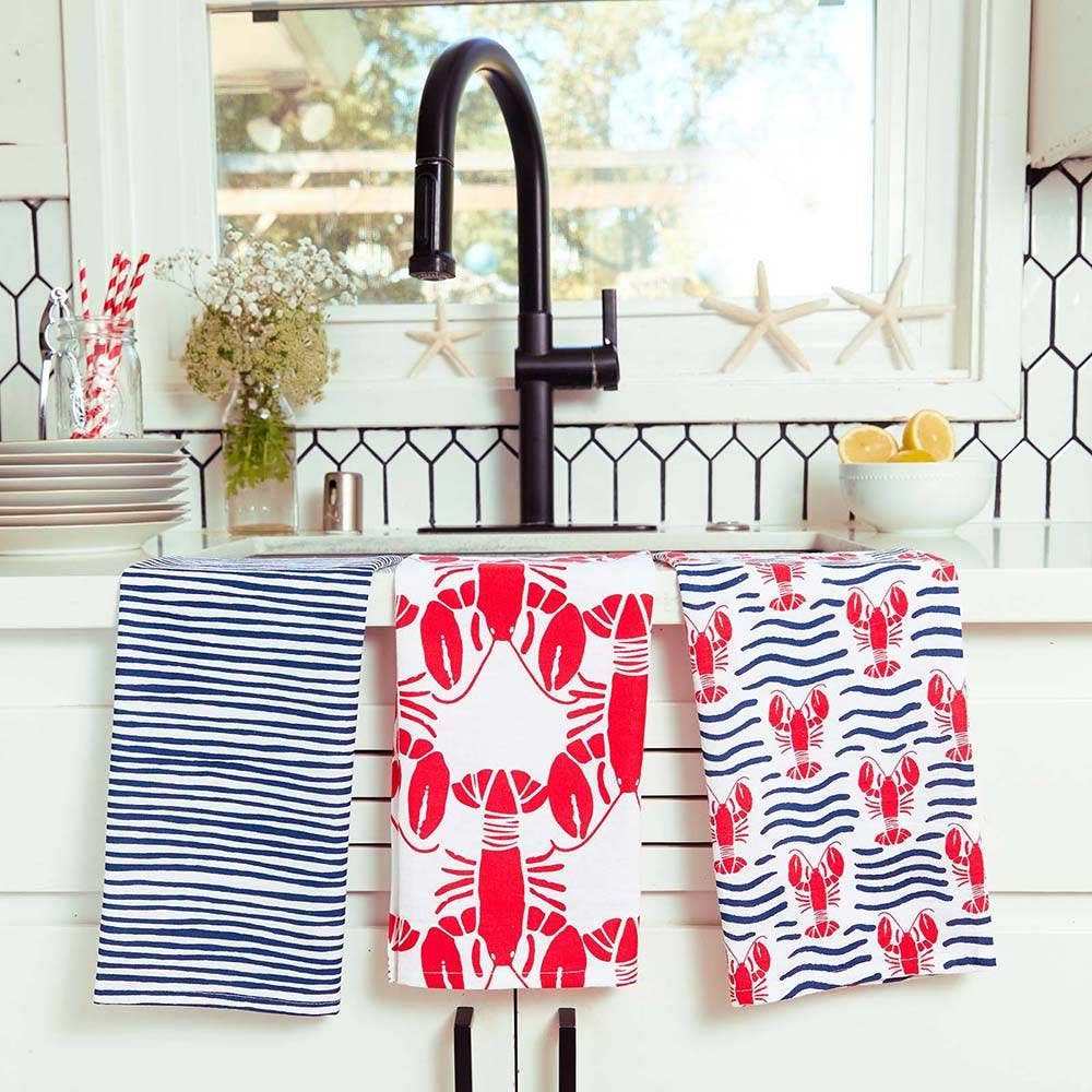 Lobster Waves - Kitchen Towels - Set of 3 - Mellow Monkey