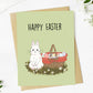 Happy Easter Cute Bunny With Basket Greeting Card - Mellow Monkey