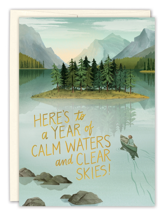 Here's To A Year Of Calm Waters And Clear Skies - Birthday Greeting Card - Mellow Monkey