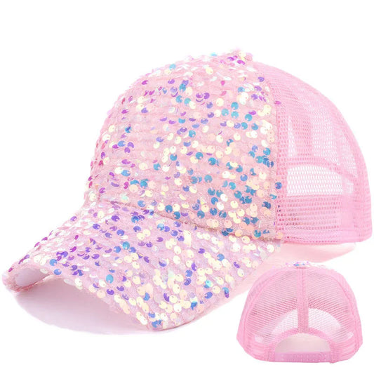Barbie Pink Baseball Hat with Sequins - Mellow Monkey