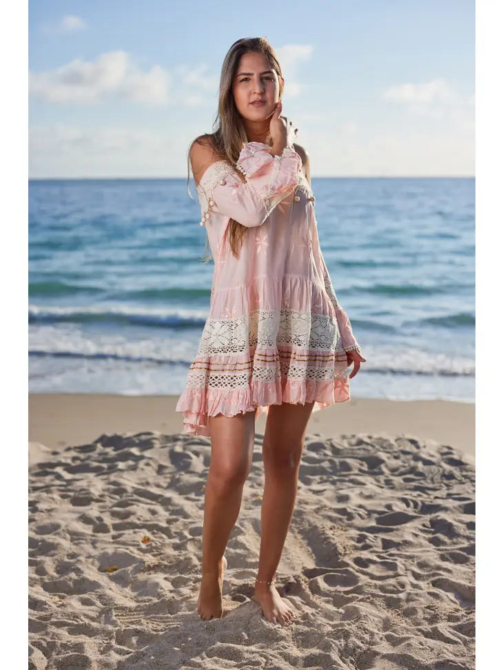 Baby pink beach cover top up