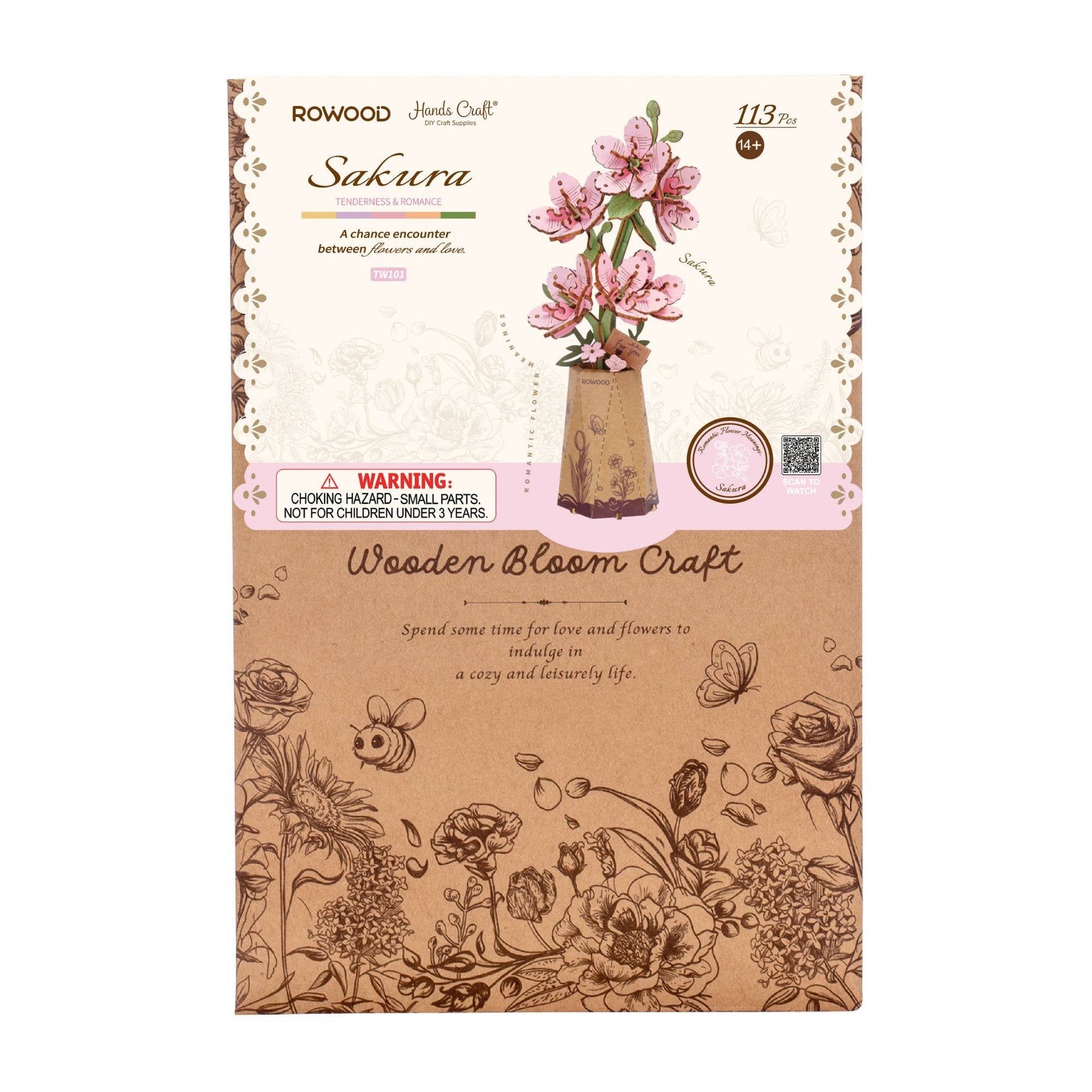 3D Wooden Flower Puzzle: Sakura - Mellow Monkey