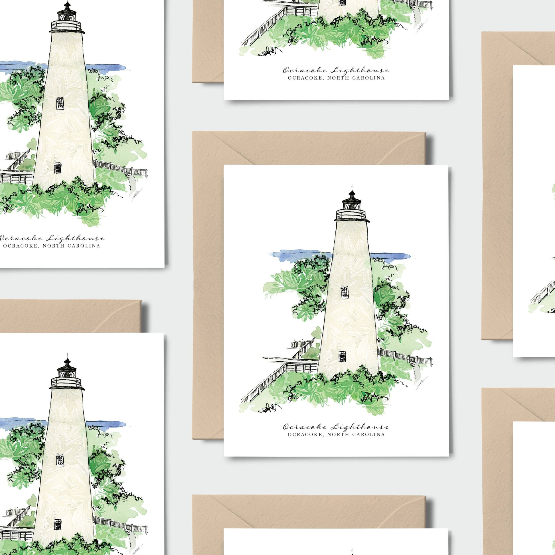 Ocracoke Lighthouse Single Notecard - NC Coast Collection - Mellow Monkey