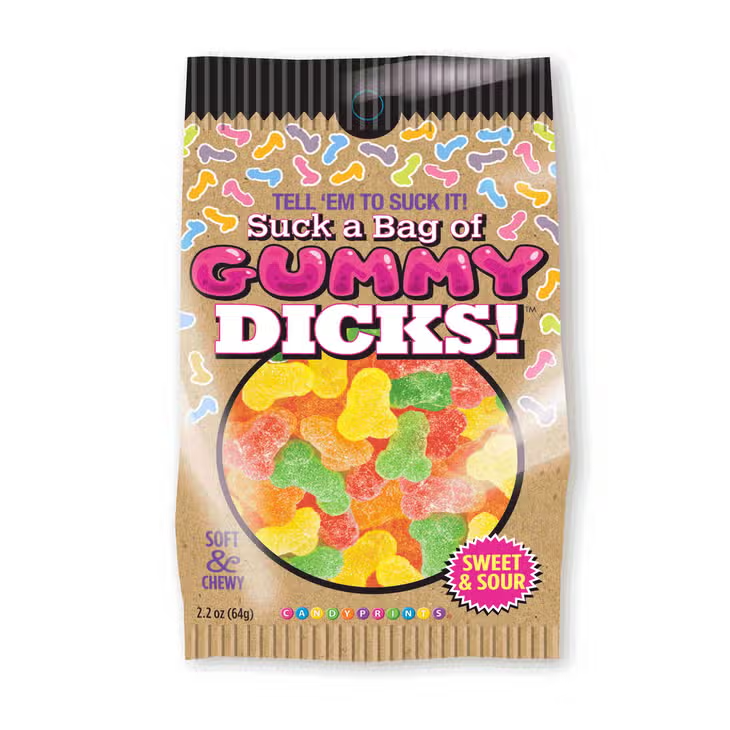 Suck A Bag Of Gummy Dicks - Sweet and Sour Candies - 2.2 oz. Bag - Mellow Monkey