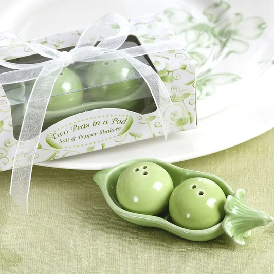 Two Peas in a Pod - Ceramic Salt and Pepper Shakers - Mellow Monkey