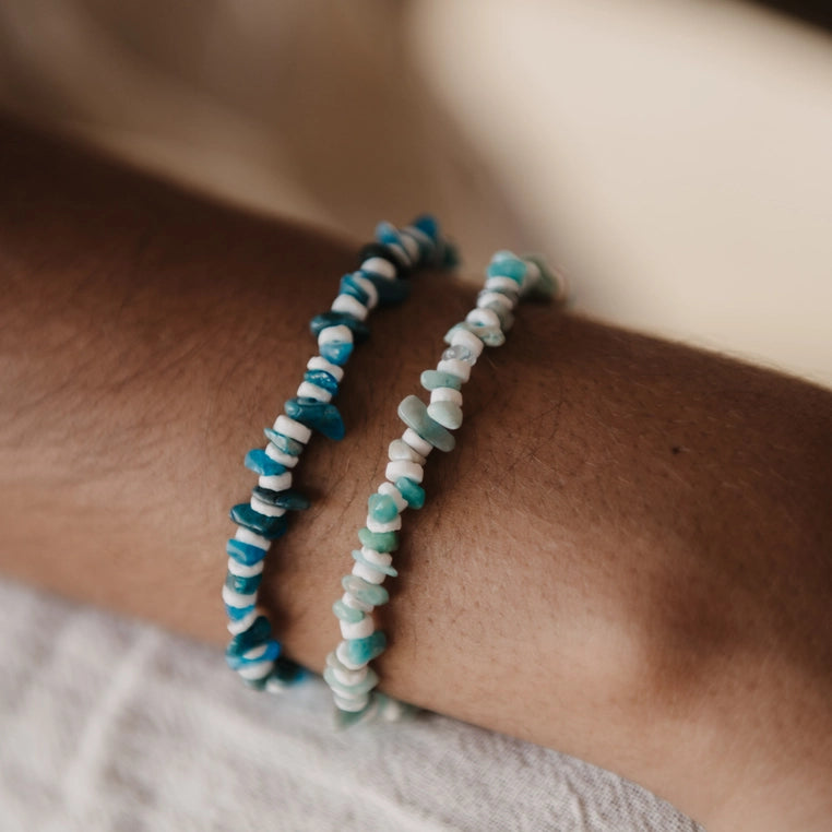 Deep Ocean Dunes Stone Bead Bracelet - Surf Jewelry - Mellow Monkey