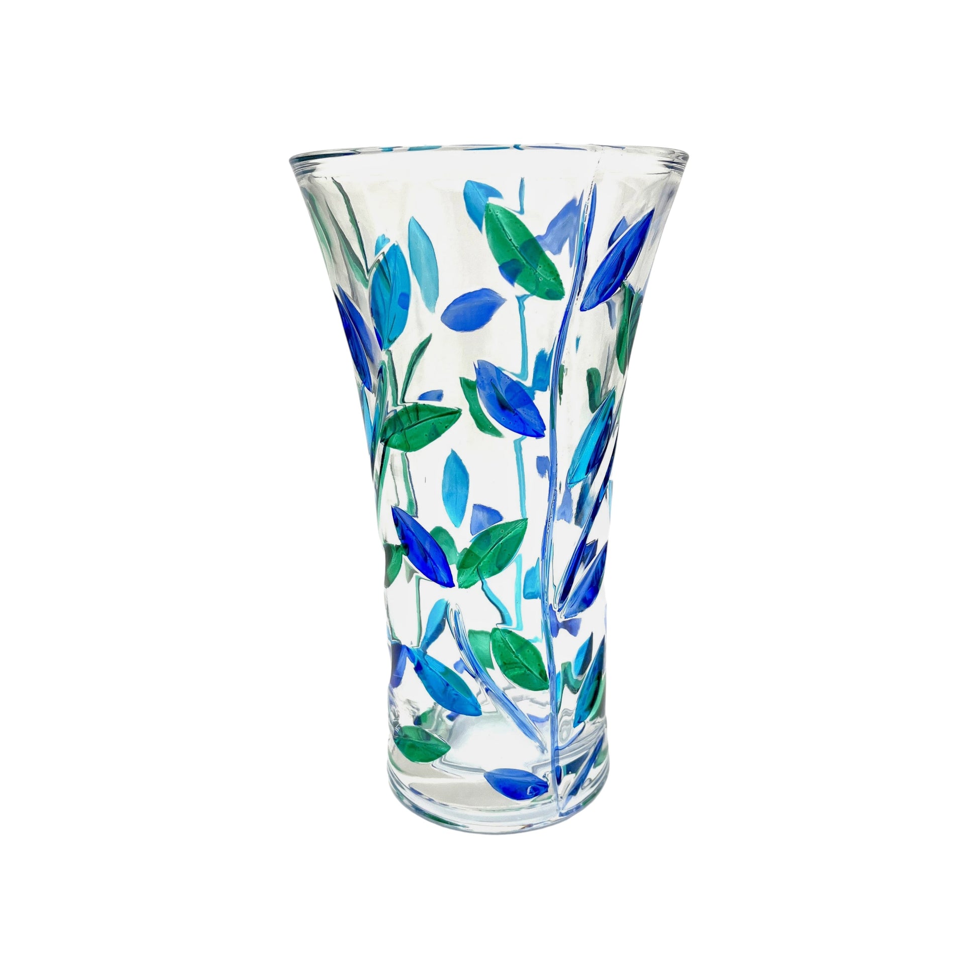 Aqua Tree of Life Vase - Venetian Glass - 10-in - Mellow Monkey