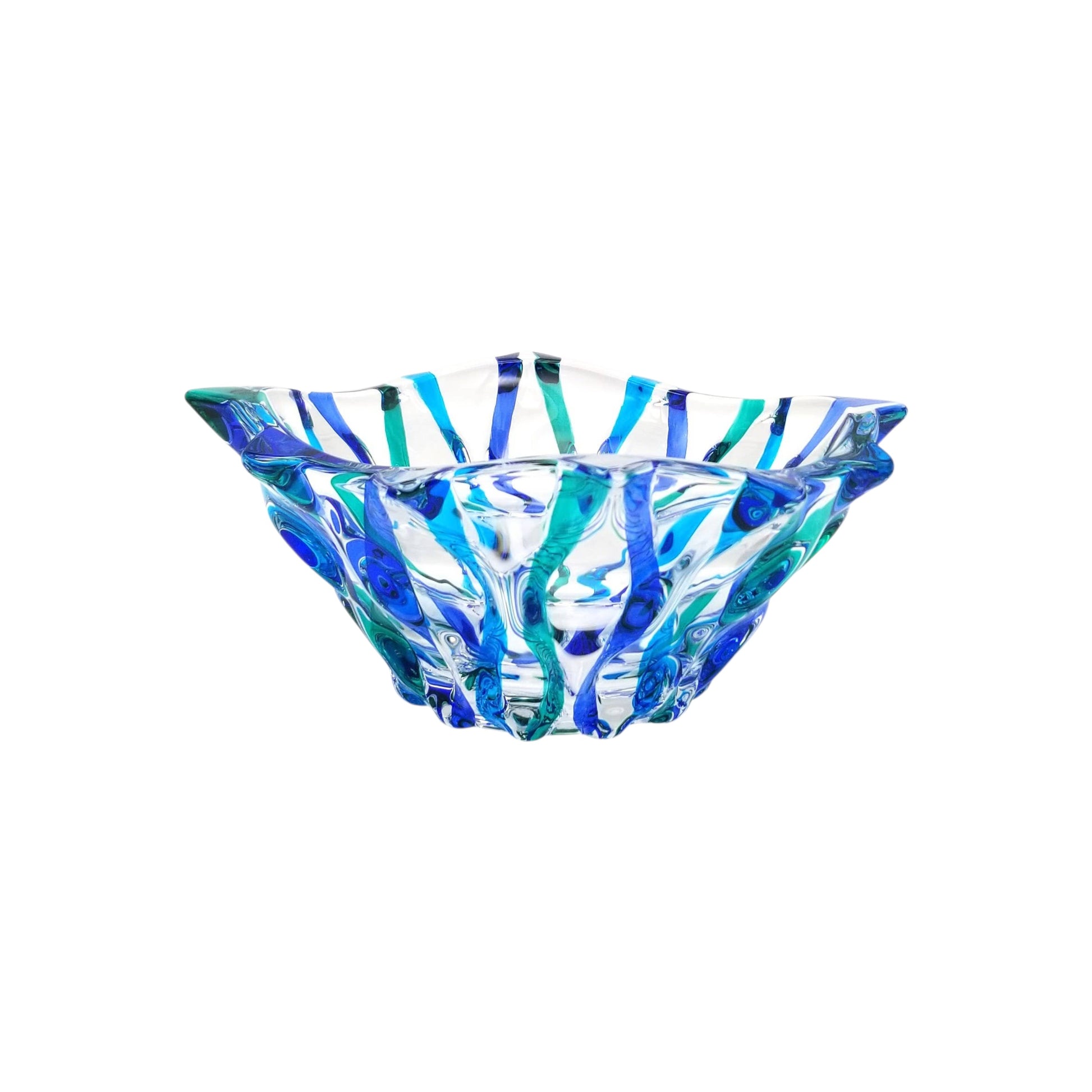 Aqua Samba Bowl - Venetian Glass - 8-1/4-in - Mellow Monkey