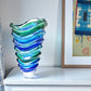 Aqua Wave Venetian Crystal Glass Vase - 12-in - Mellow Monkey
