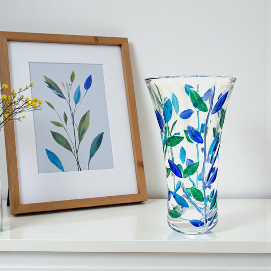 Aqua Tree of Life Vase - Venetian Glass - 12-in - Mellow Monkey