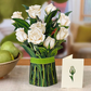 Pop-Up Flower Bouquet Greeting Card - White Roses - Mellow Monkey
