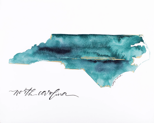 North Carolina Watercolor Print - Mellow Monkey