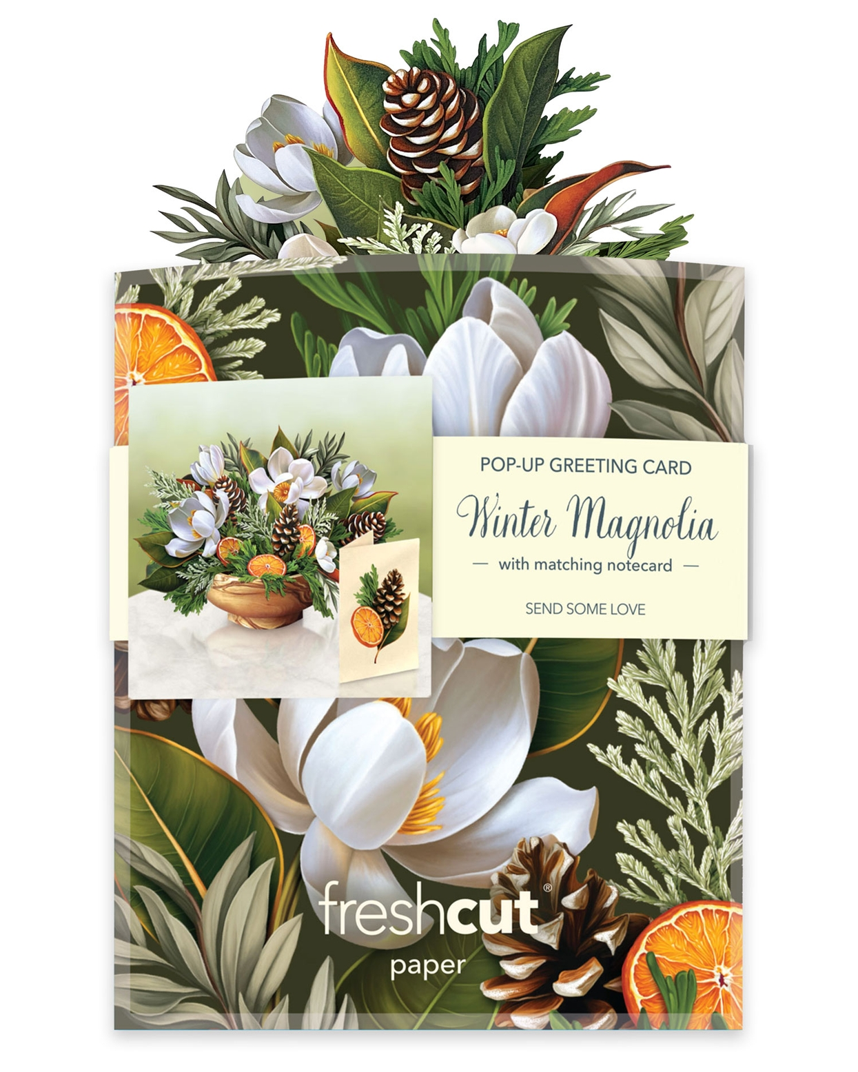 Freshcut Paper Mini Winter Magnolia Pop-Up Bouquet and Greeting Card - Mellow Monkey