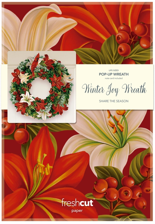 Winter Joy Wreath - Pop-Up Greeting Card - Mellow Monkey
