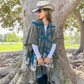 Boho 3D Textured Abstract Fringe Ruana Cardigan - Olive