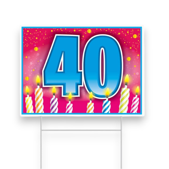 40th Birthday Yard Sign with Stake - 15-1/2-in - Mellow Monkey