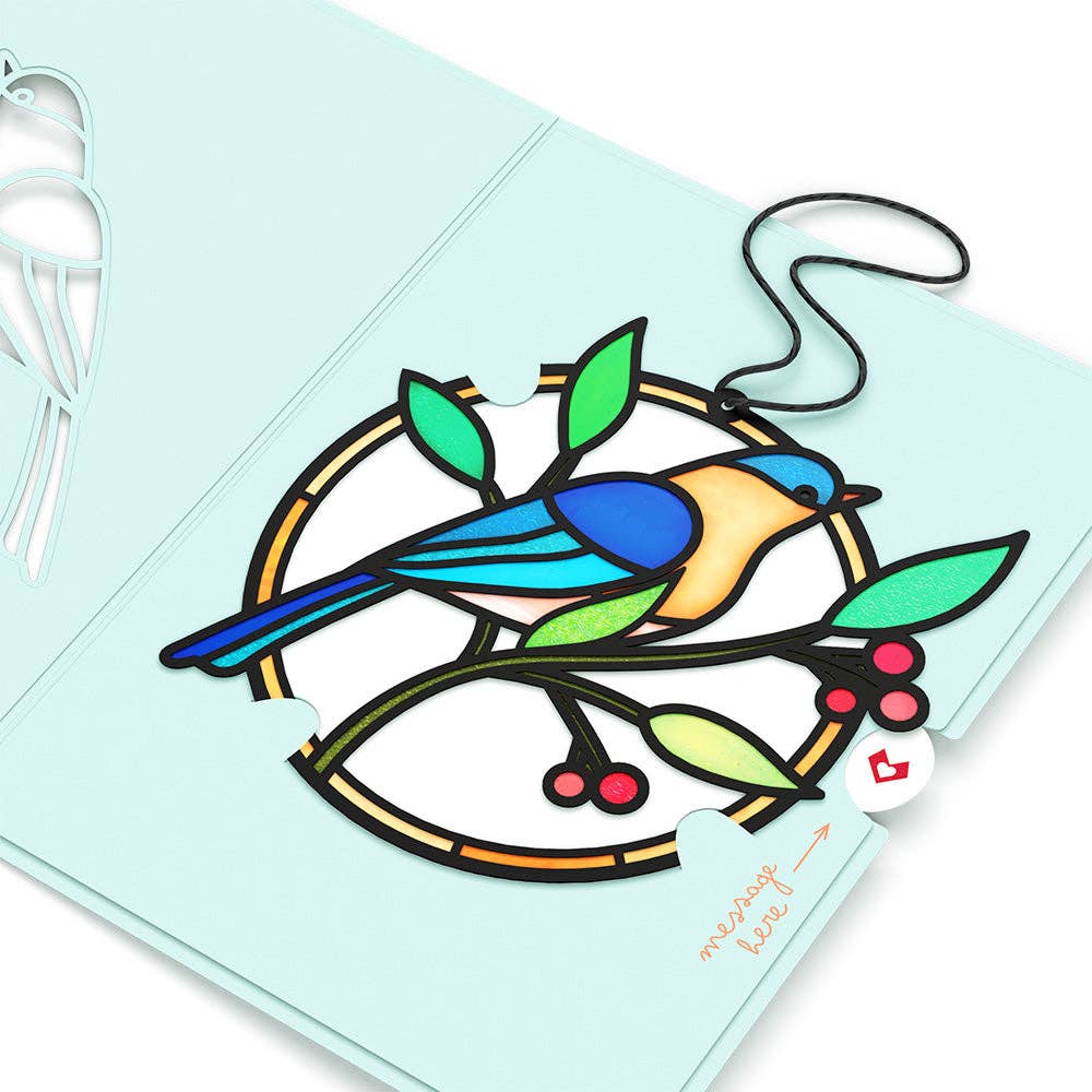 Wishing You Peace Bluebird Suncatcher Card - Mellow Monkey