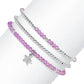 Petite Lavender Crystal Stretch Bead Bracelets - Set 3