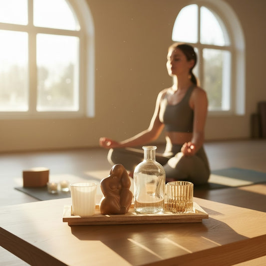 Glass Votive Holders, Glass Vase and Woman Sculpture on Tray - Set of 5