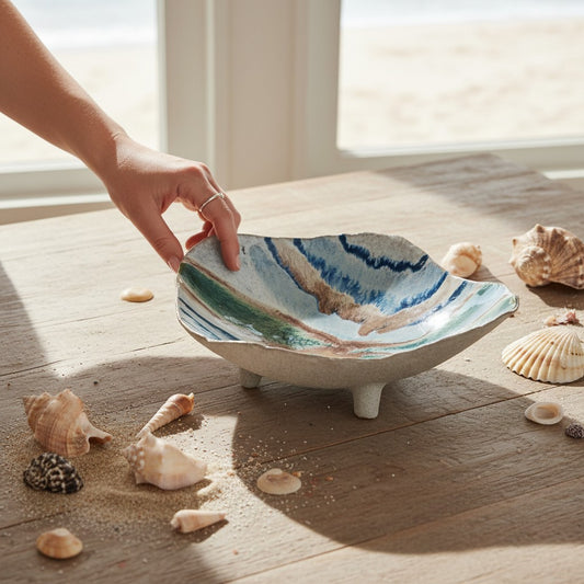 Footed Organic Shaped Bowl - 11-1/2-in - Mellow Monkey