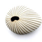 Mini Pebble - Handcrafted Porcelain Bud Vase - White with Taupe Stripes - 3.4 x 2.6 x 2.4 in - Mellow Monkey