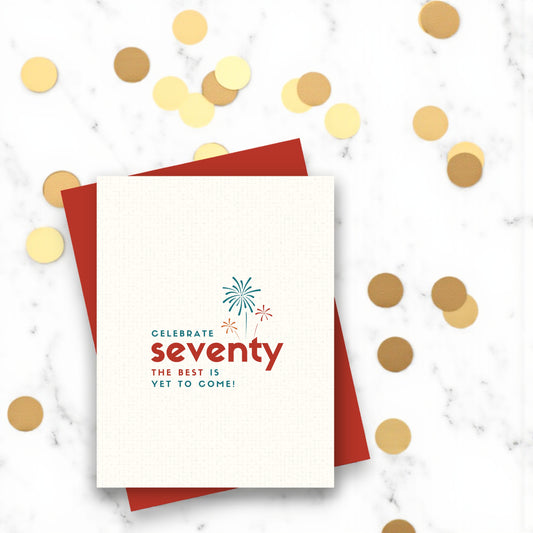 Celebrate 70 The Best Is Yet To Come - 70th Birthday Greeting Card - Mellow Monkey