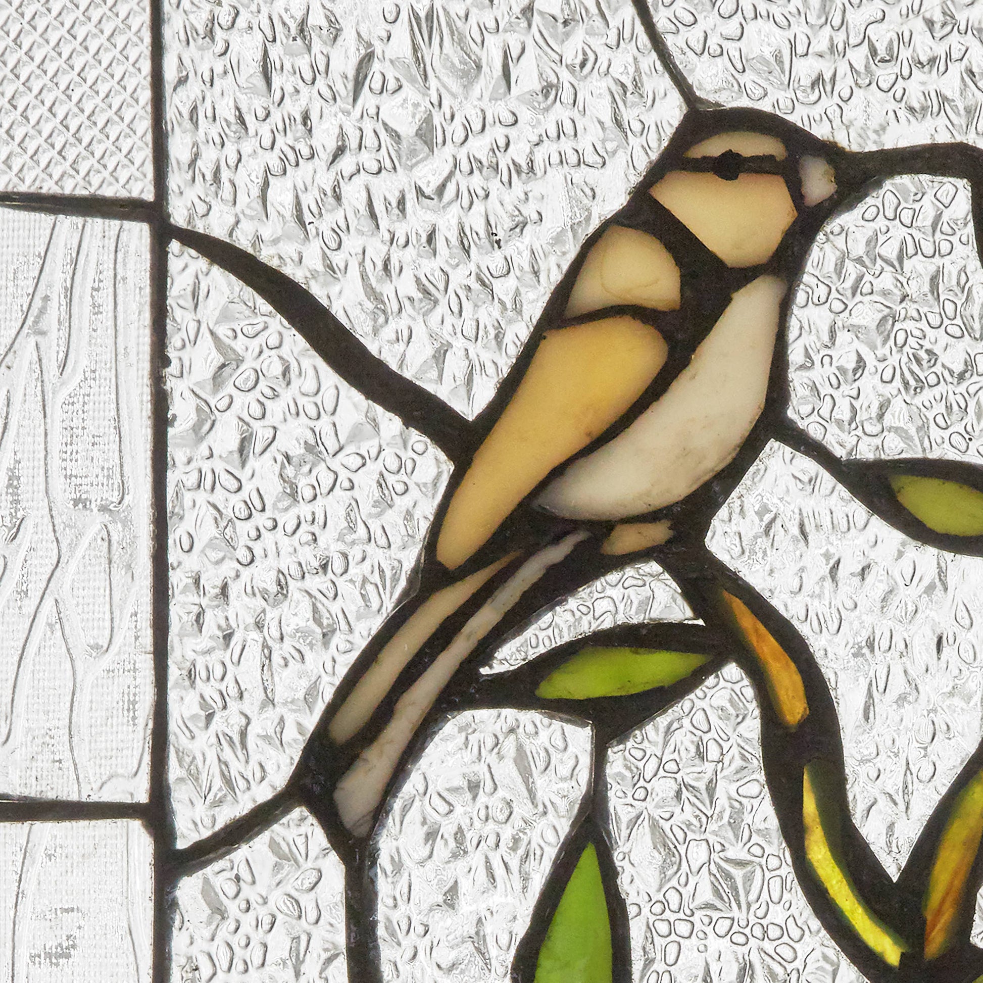 Birds in a Lemon Tree Stained Glass Window Panel - 14-in - Mellow Monkey
