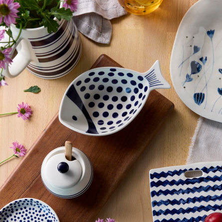 Blue and White Dotted Fish Candy Dish - Mellow Monkey