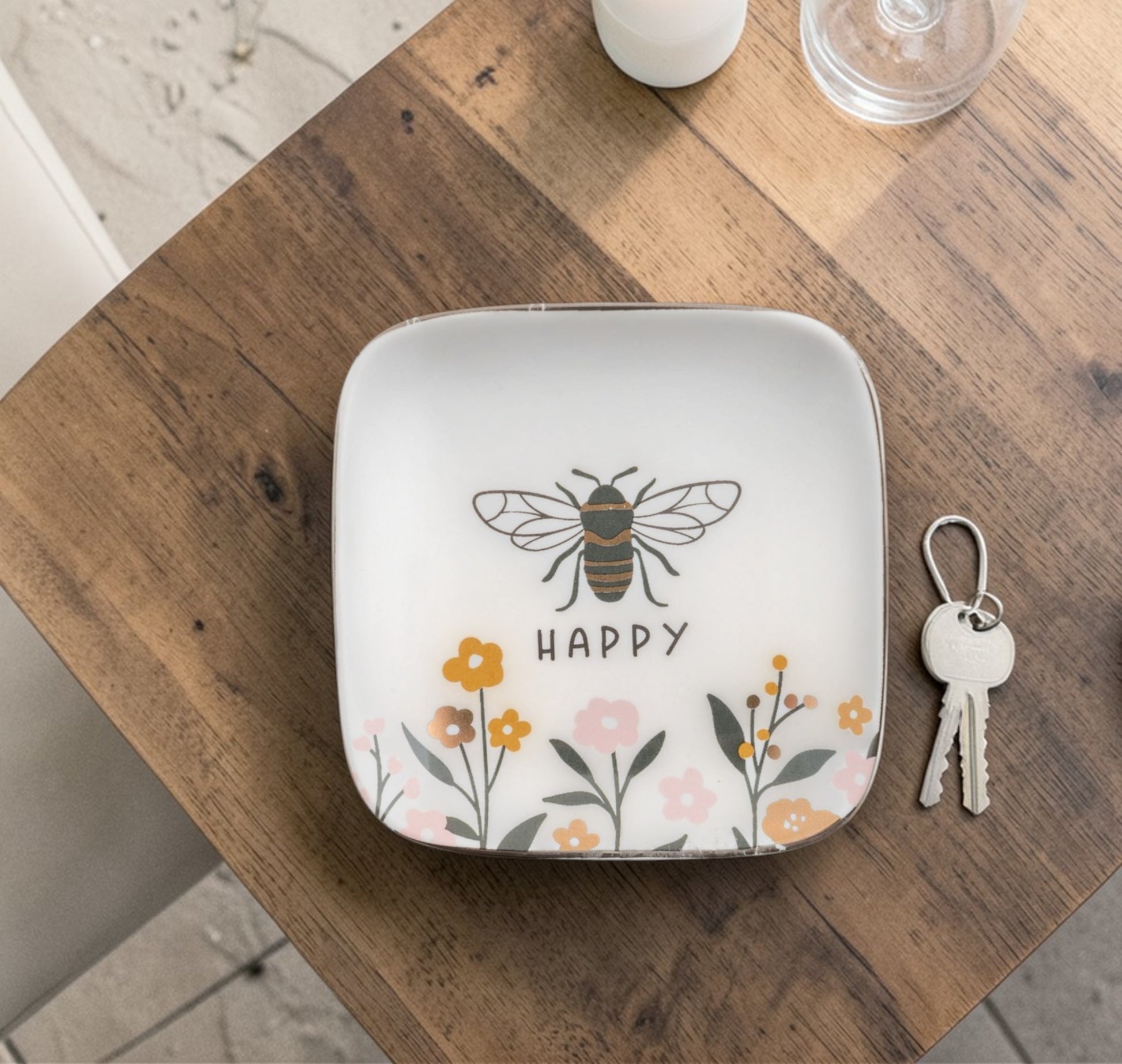 Bee - Flora Square Trinket Tray - 2-3/4-in - Mellow Monkey